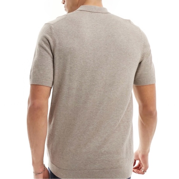 Abercrombie & Fitch Men’s Front Blocked Stripe Knit Polo XXL Tan - Picture 6 of 9